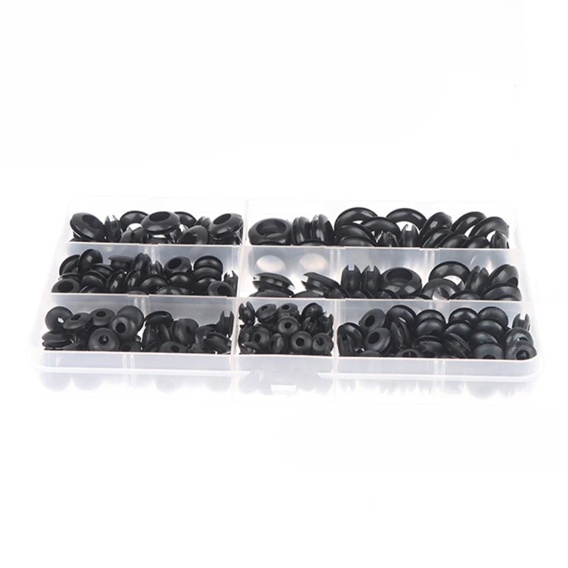 260Pcs Rubber Grommets Conductors Wiring Gasket Rings Grommets Assortment