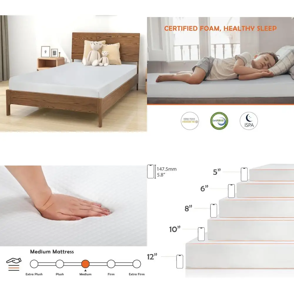 Medium Firm Cooling Gel Memory Foam Mattress Twin XL Size for Pressure Relief and Cool Sleep