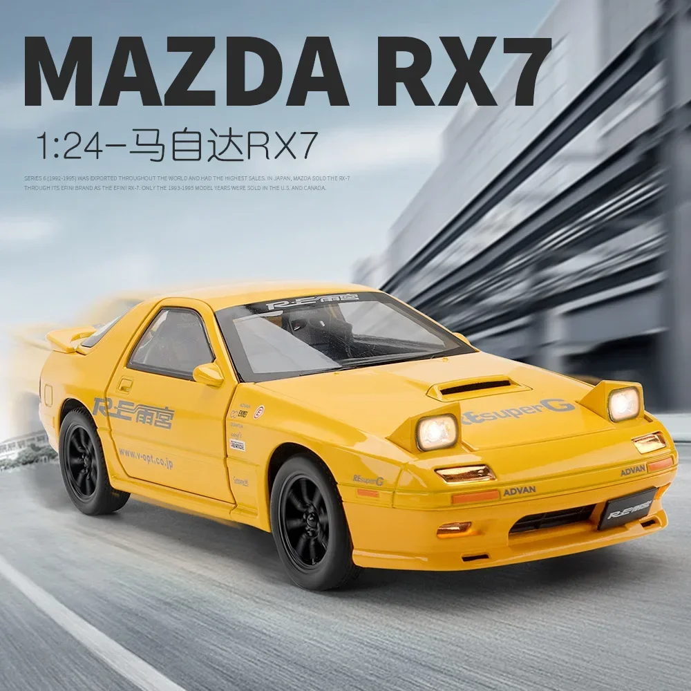 1:24 Mazda RX7-FC Streetcar wersja samochodu sportowego Diecast Metal Alloy Model samochodu Dźwięk Światło Wycofać Kolekcja Zabawki dla dzieci