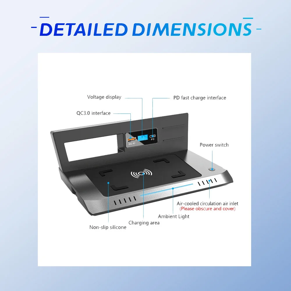 Wireless Car Charger Pad for Volkswagen TiguanL 2019-2022 LHD - Phone Charging Holder Plate Compatible with Qi Certified Devices