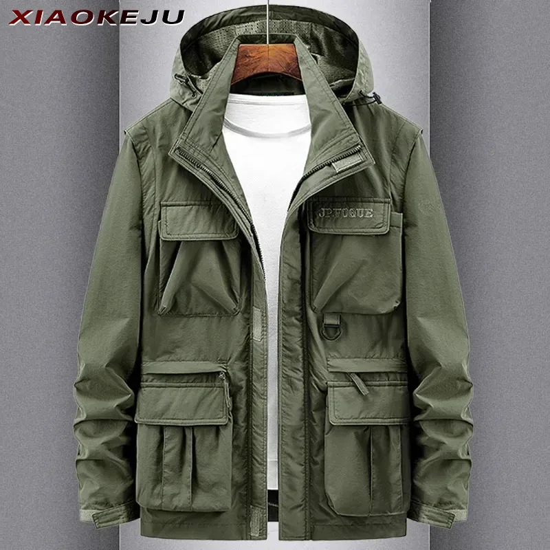 

Hooded Vintage Lightweight Padded Jackets Designer Clothes Man Men Waterproof Men's Knitted Tactical Coat Mens Trench Autumn