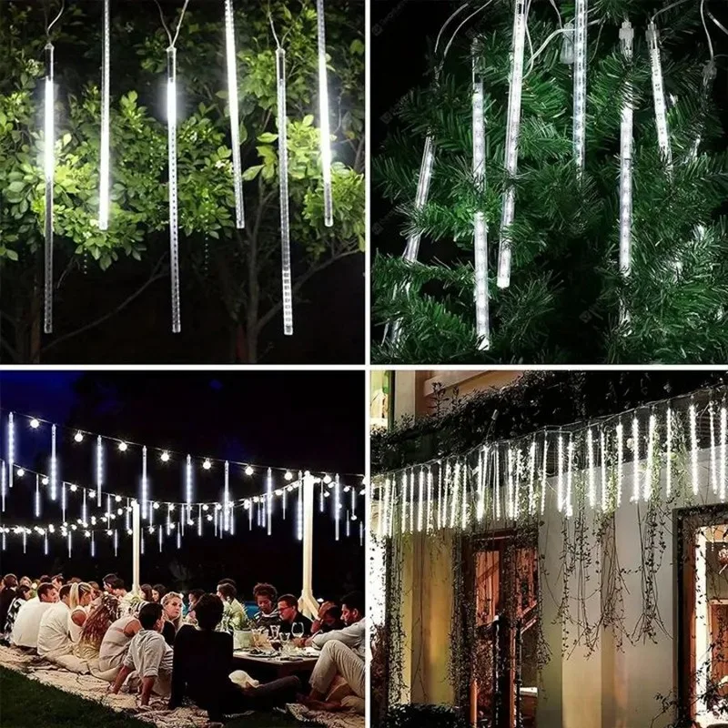 LED Meteor Shower Rain Lights USB Plug Falling Raindrop Fairy String Light for Christmas Holiday Party Patio Decor 30CM/50CM