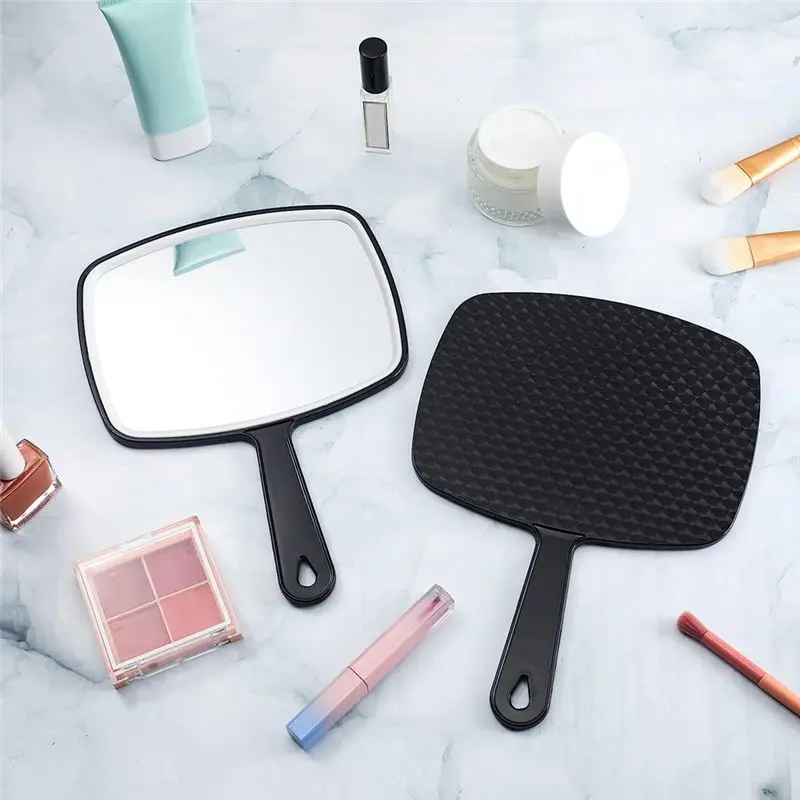[N84R] 10 Pcs Hand Mirror Black Handheld Mirror with Handle Multi Barber Mirror for Vanity Makeup Salon Travel