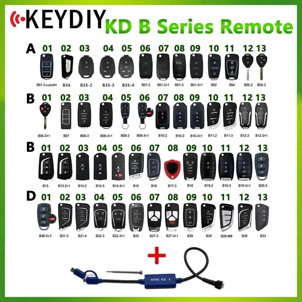 1pc KEYDIY Mini KD Key Generator Remotes Cable Support Android with KDMINI/KD900/KD-X2/KD-MAX B Series Remote