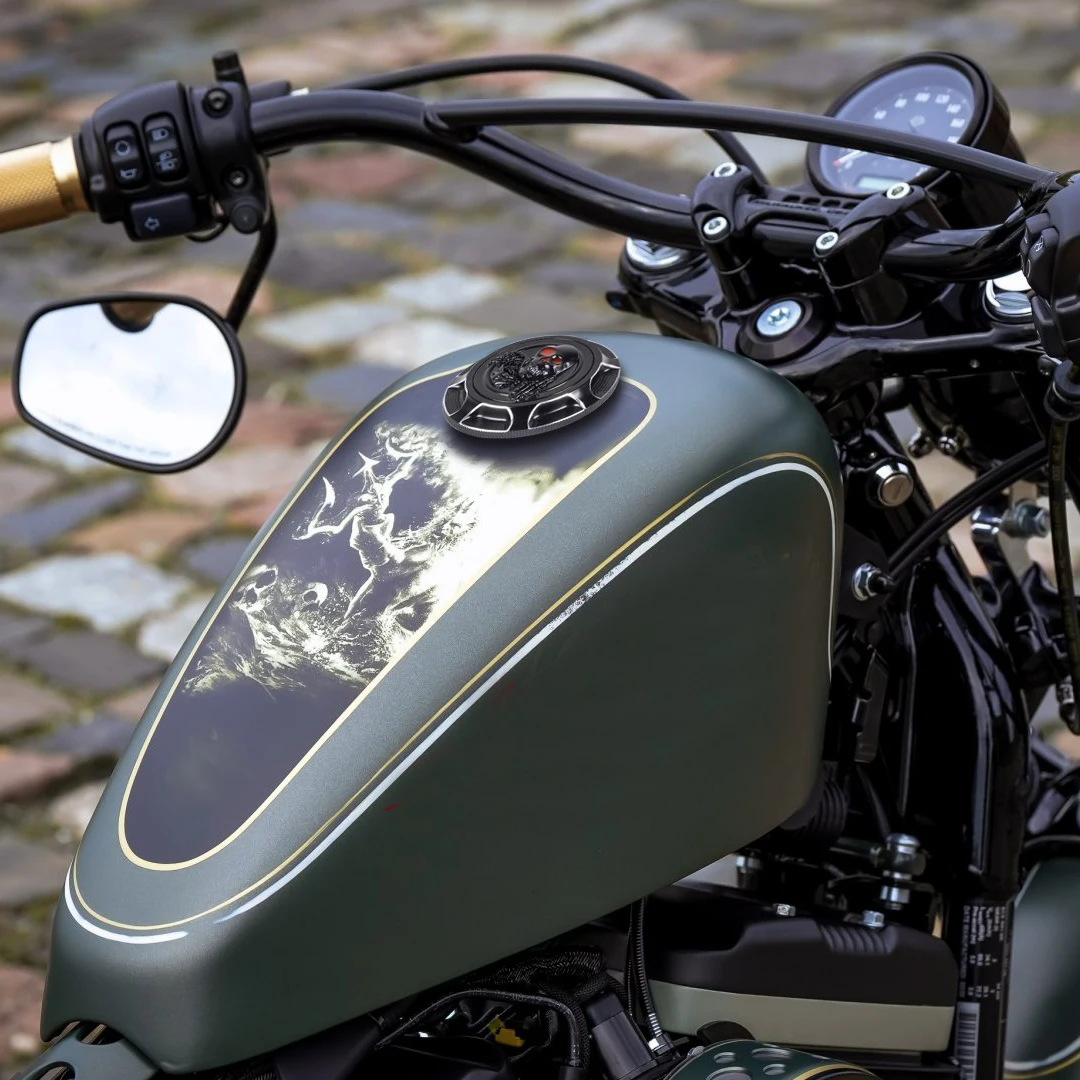 3D CNC Aluminum Motorcycle Tank Cover Fuel Gas Decorative Oil Cap for Harley Sportster XL 1200 883 X48 Dyna Touring Road King