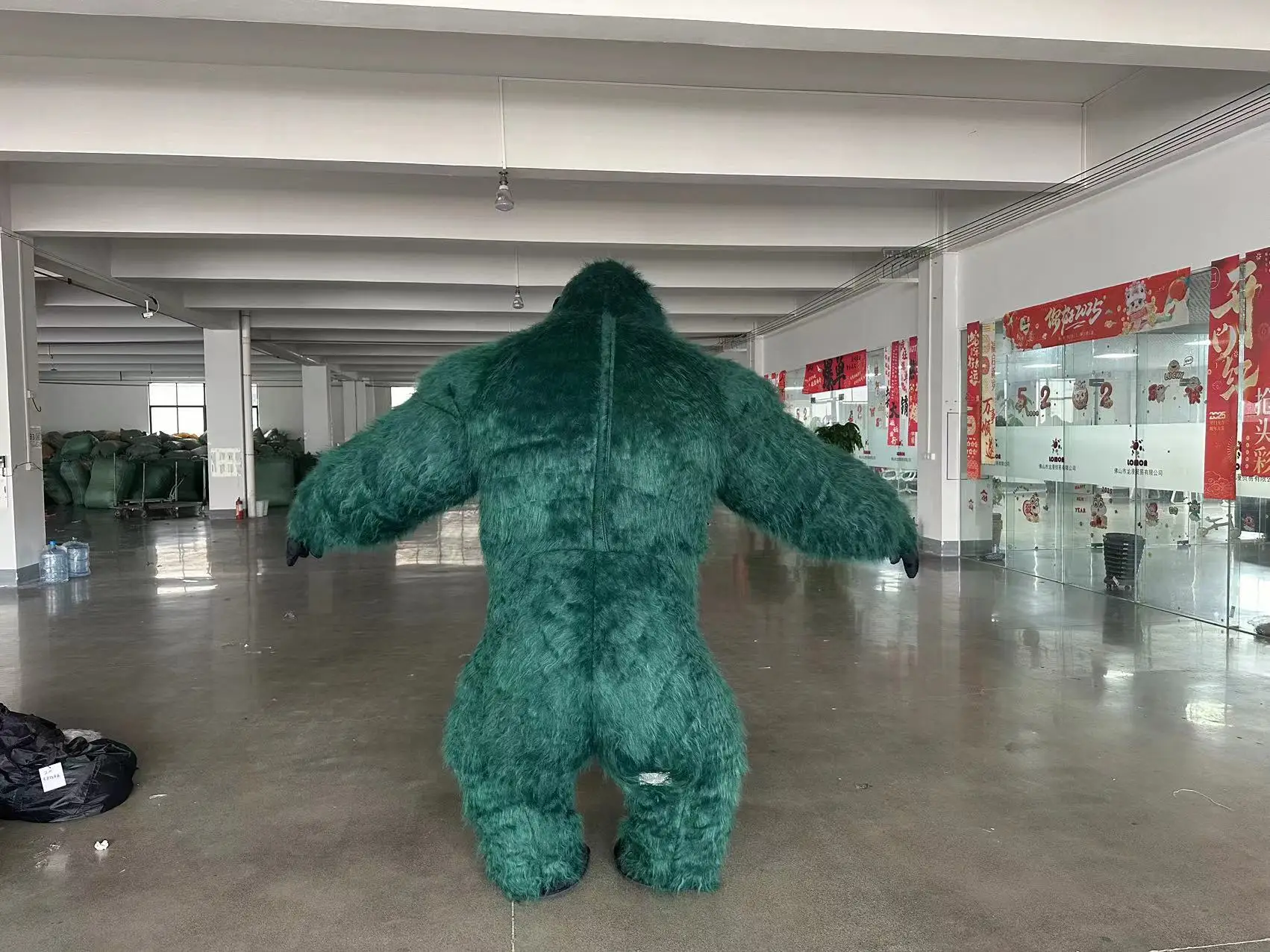 Giant Plush Inflatable Green Gorilla Mascot Costume Adults Inflated Outfits for Halloween Christmas Fancy Party Events