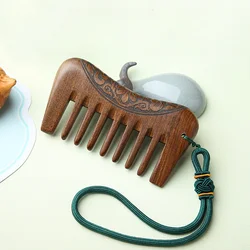 Pocket Wooden Comb Natural Black Gold Sandalwood Super Narrow Tooth Wood Combs No Static Lice Beard Comb Hair Styling