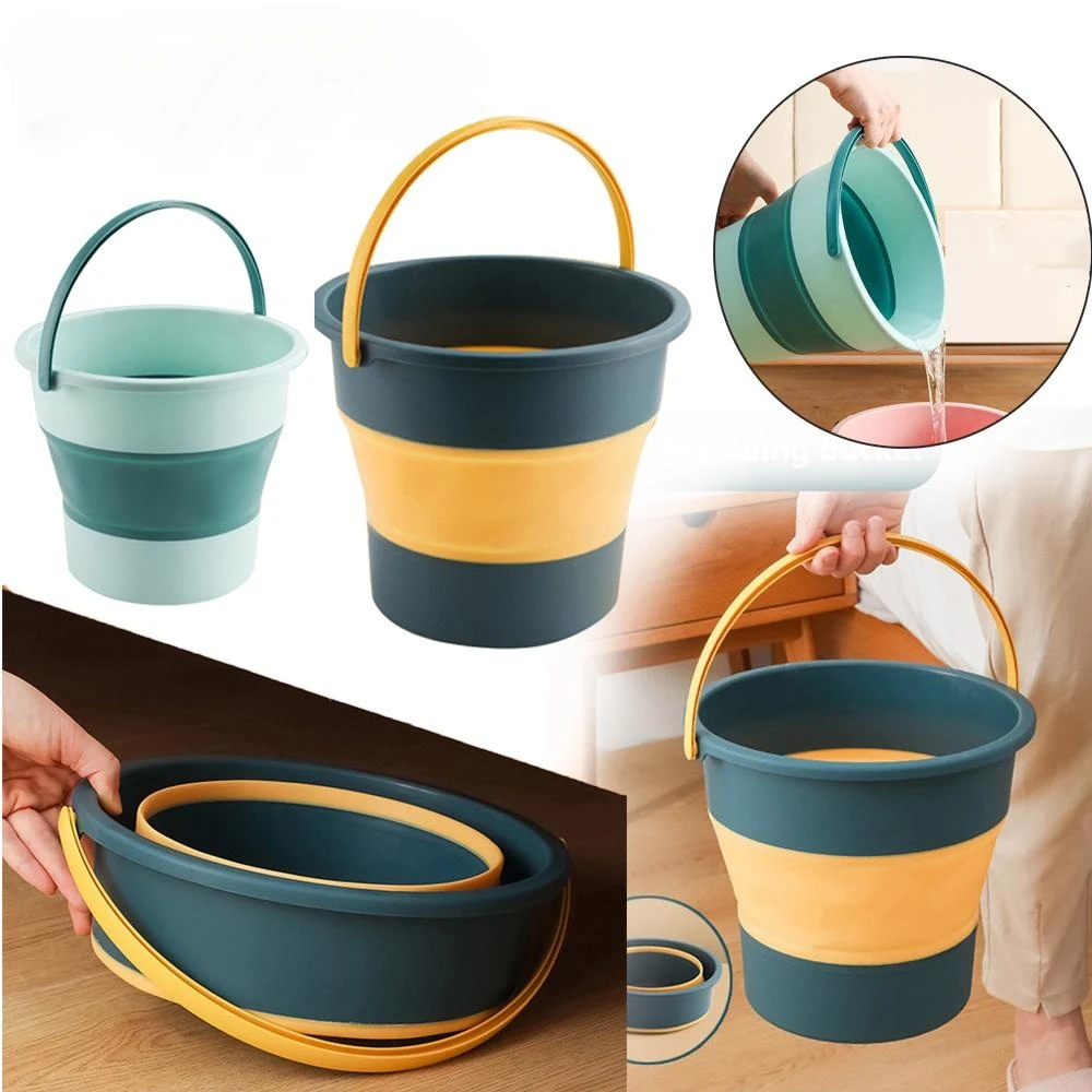 Outdoor Camping Folding Bucket Portable Bucket Large Capacity Car Washing Camping Fishing Silicone Bucket Camping Supplies