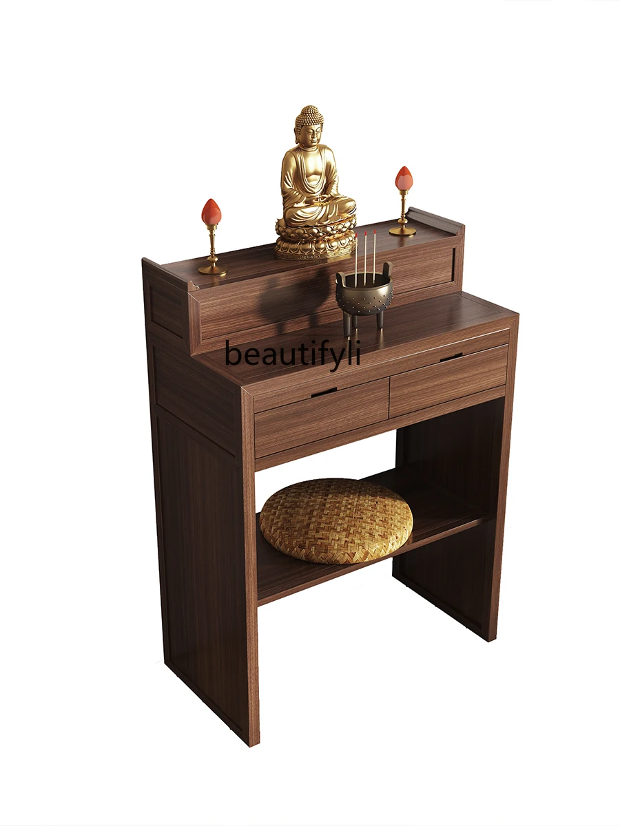 Solid Wood Altar Cabinet Simple Buddha Shrine Buddha Niche Guanyin God of Wealth Buddha Cabinet Prayer Altar Table