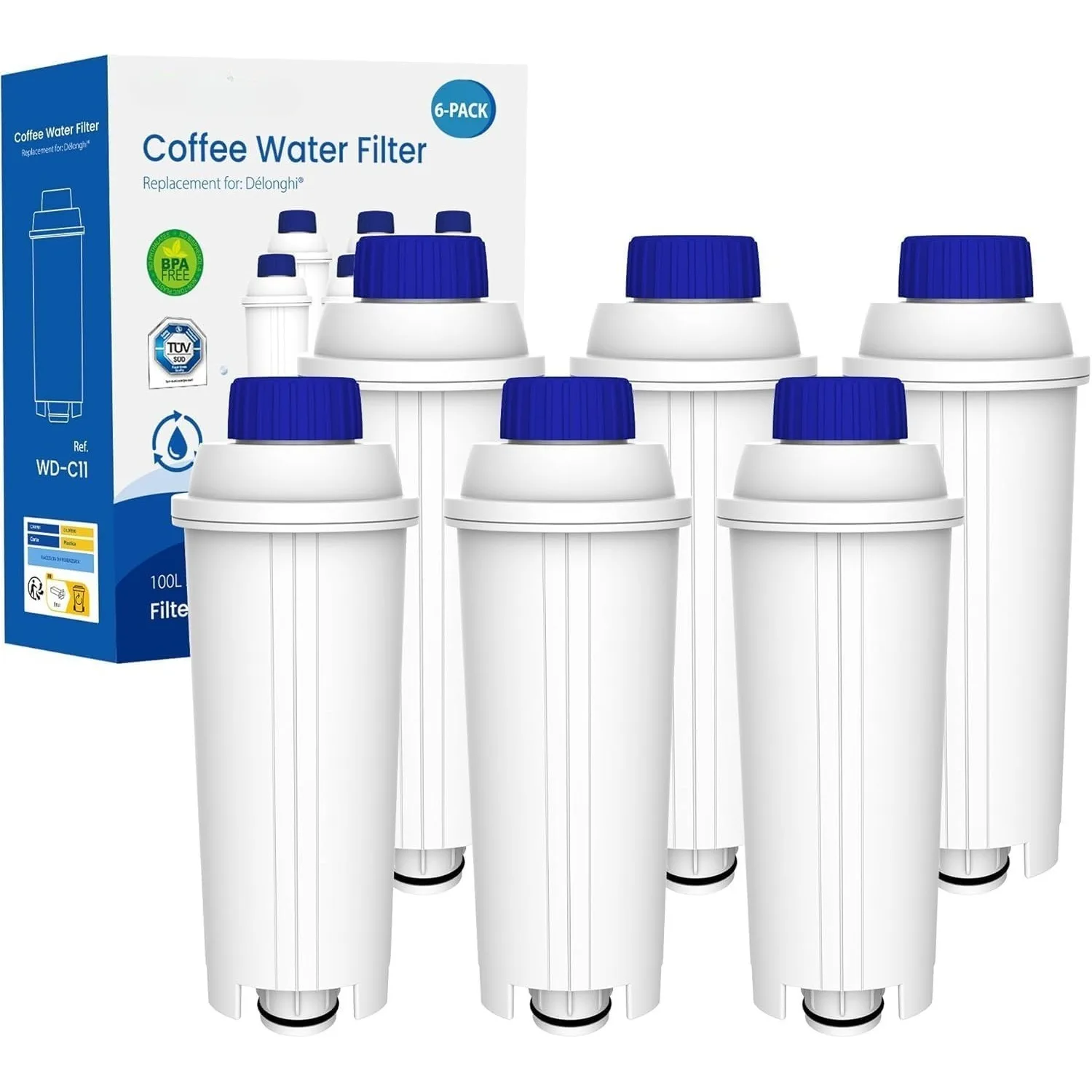 Filtro de Agua, Repuesto para Cafetera DeLonghi ECAM, Eletta, Dinamica, DLSC002, Magnifica, ETAM Autentica y Varias