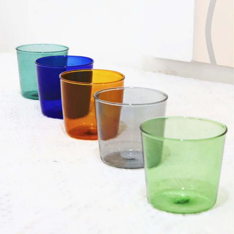 Cocktail Glass Cup Colorful High Borosilicate Juice Glass of Sparkling Water Whiskey Bottle Household Storage Drinking Glasses