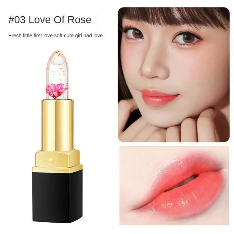 Moisturizing Flower Transparent Lipstick Temperature Color Changing Lip Balm Long Lasting Jelly Lipstick Lips Care Makeup 1pc