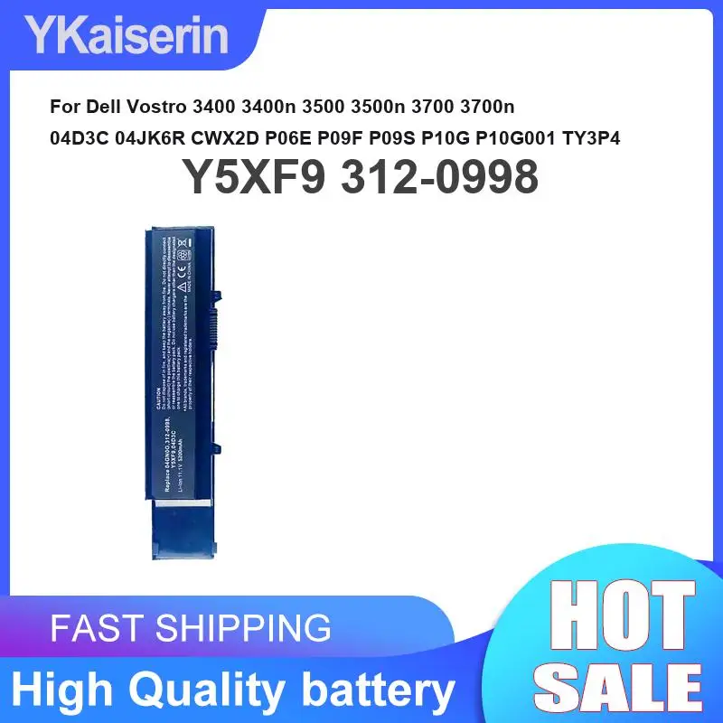 Laptop Battery Y5XF9 312-0998 5200mAh For Dell Vostro 3400 3400n 3500 3500n 3700 3700n 04D3C 04JK6R CWX2D