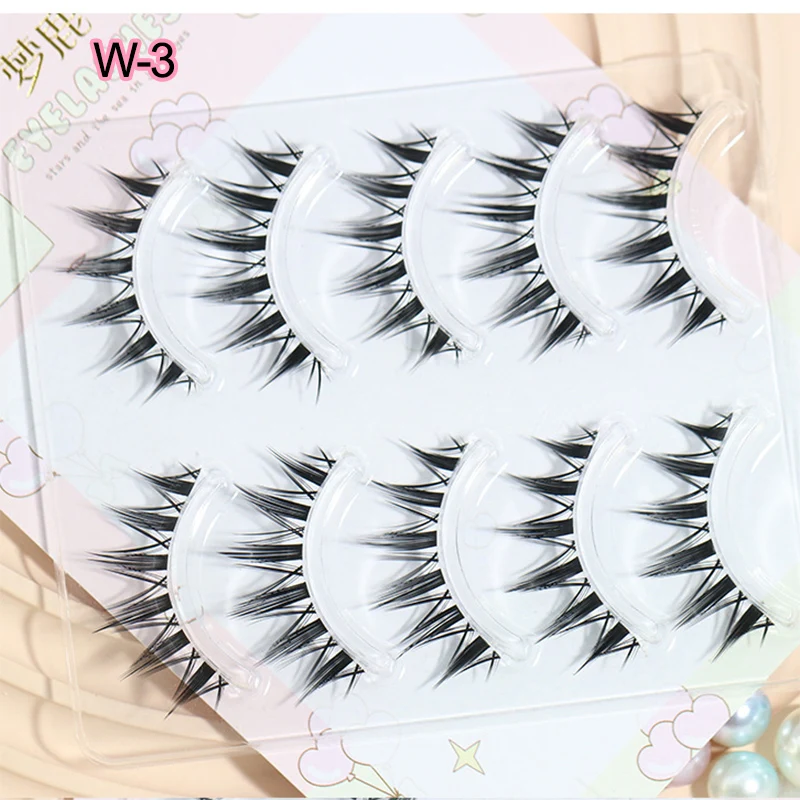 Pestañas Postizas Nuevas Tipo Ojo de Gato Naturales para Extensión, Cosplay, Maquillaje, Tiras Cruzadas, Hechas a Mano, Estilo Anime 5