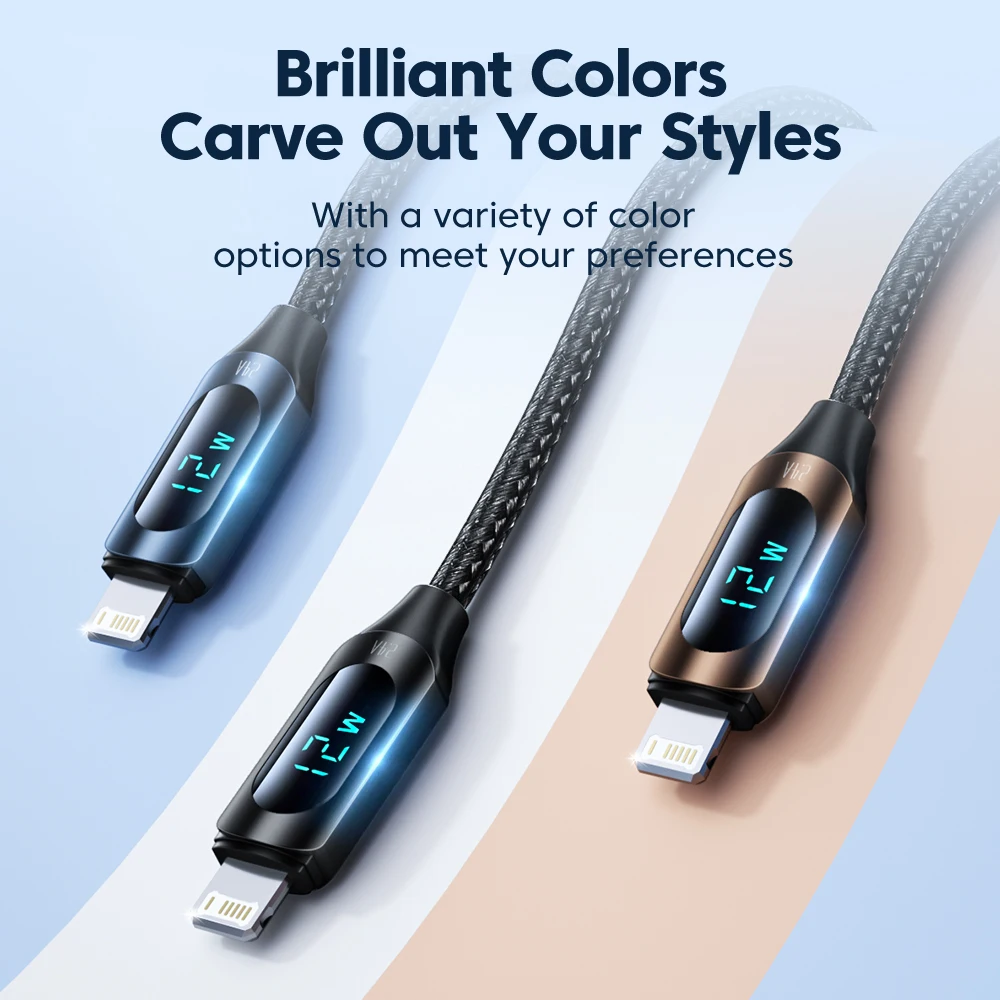 Toocki USB iPhone Data Cable LED Display Multi-color 2.4A Fast Charging Charger iP Cable for iPhone 14 13 12 Pro Max X XS iPad view 6