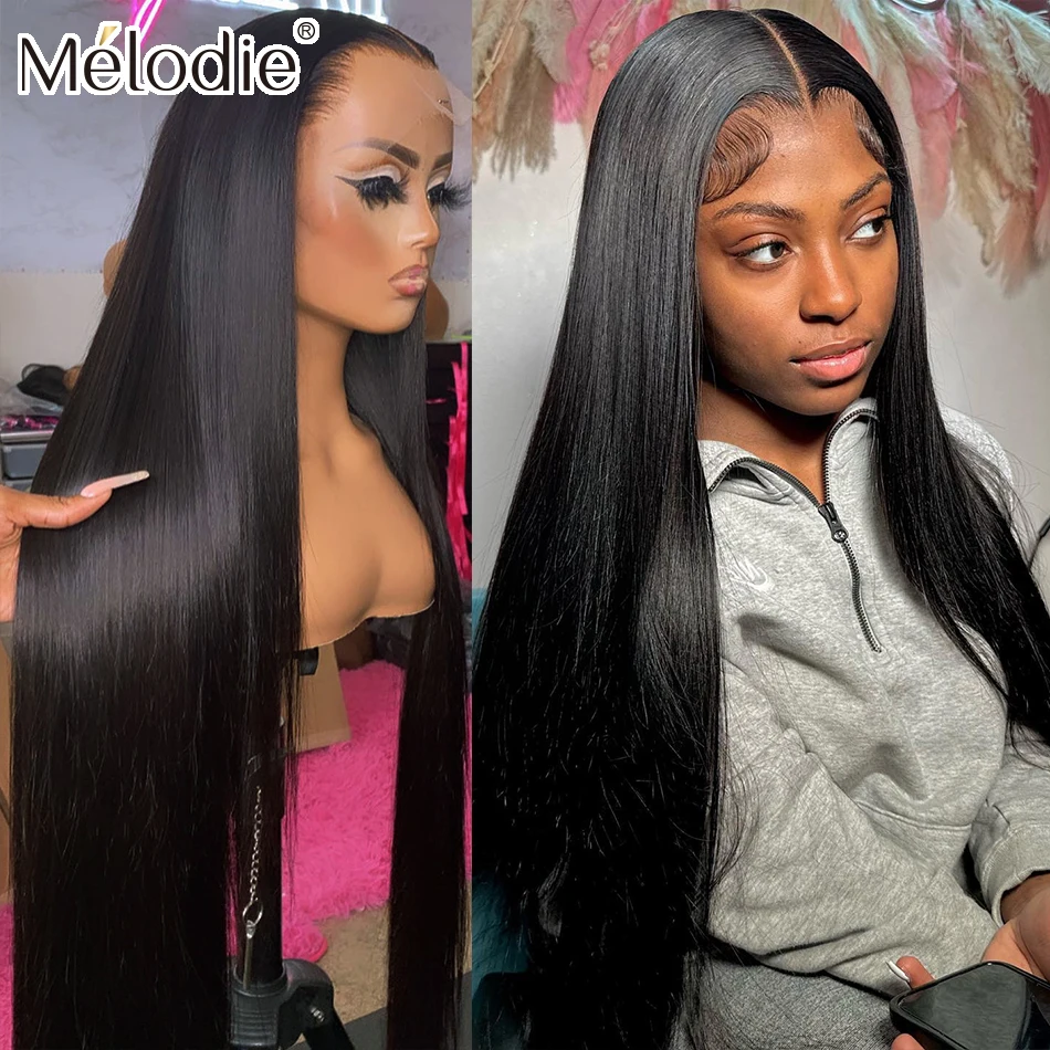 Melodie HD Straight 13x6 250% 30 40 Inches Transparent 5x5 Glueless Ready to Go Wear Lace Frontal Human Hair Wigs Lace Front Wig