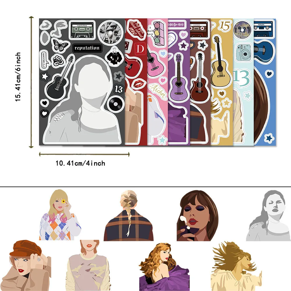 8 قطع من ملصقات شخصيات تجميع تايلور لتزيين الكمبيوتر المحمول وألواح التزلج وأجهزة الكمبيوتر المحمولة وملصقات الكتابة على الجدران الإبداعية #5