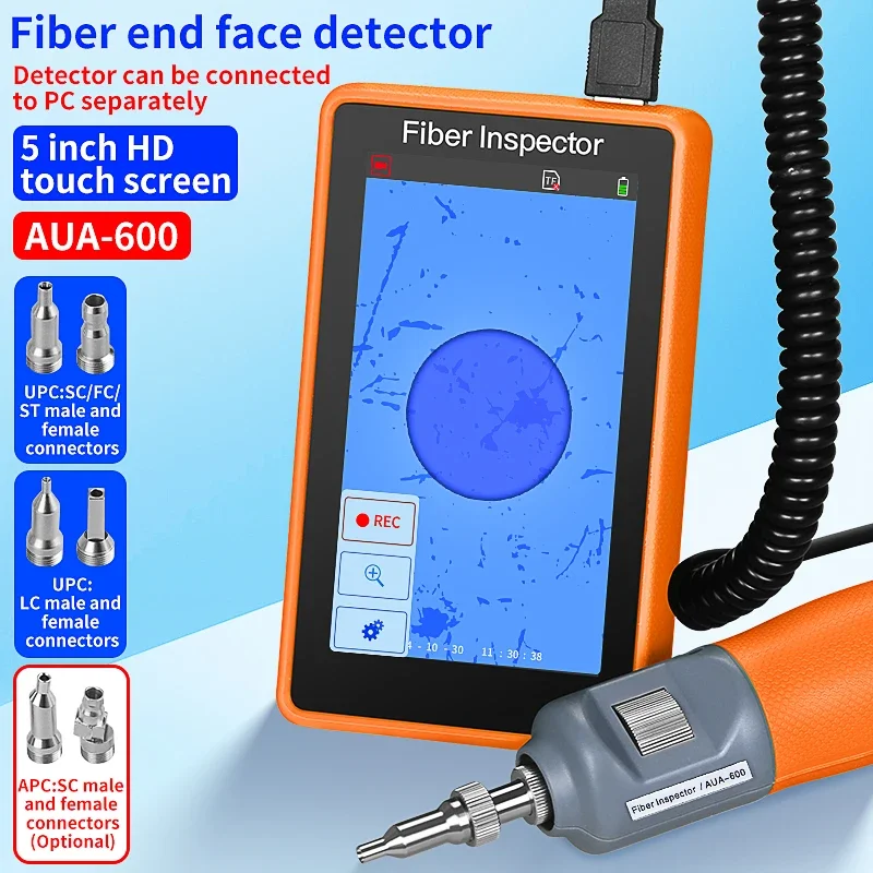 COMPTYCO AUA-600 Glasvezelreiniger 400X Glasvezelmicroscoop 5-inch HD Touchscreen Inspectiesonde Fiber End Face Detector