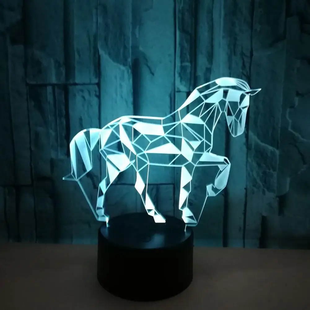 3D LED Lamp Black Color 3D Nigh Light Flicker-Free Create Atmosphere Light Color Changeable 3D Horse Style LED Lamp