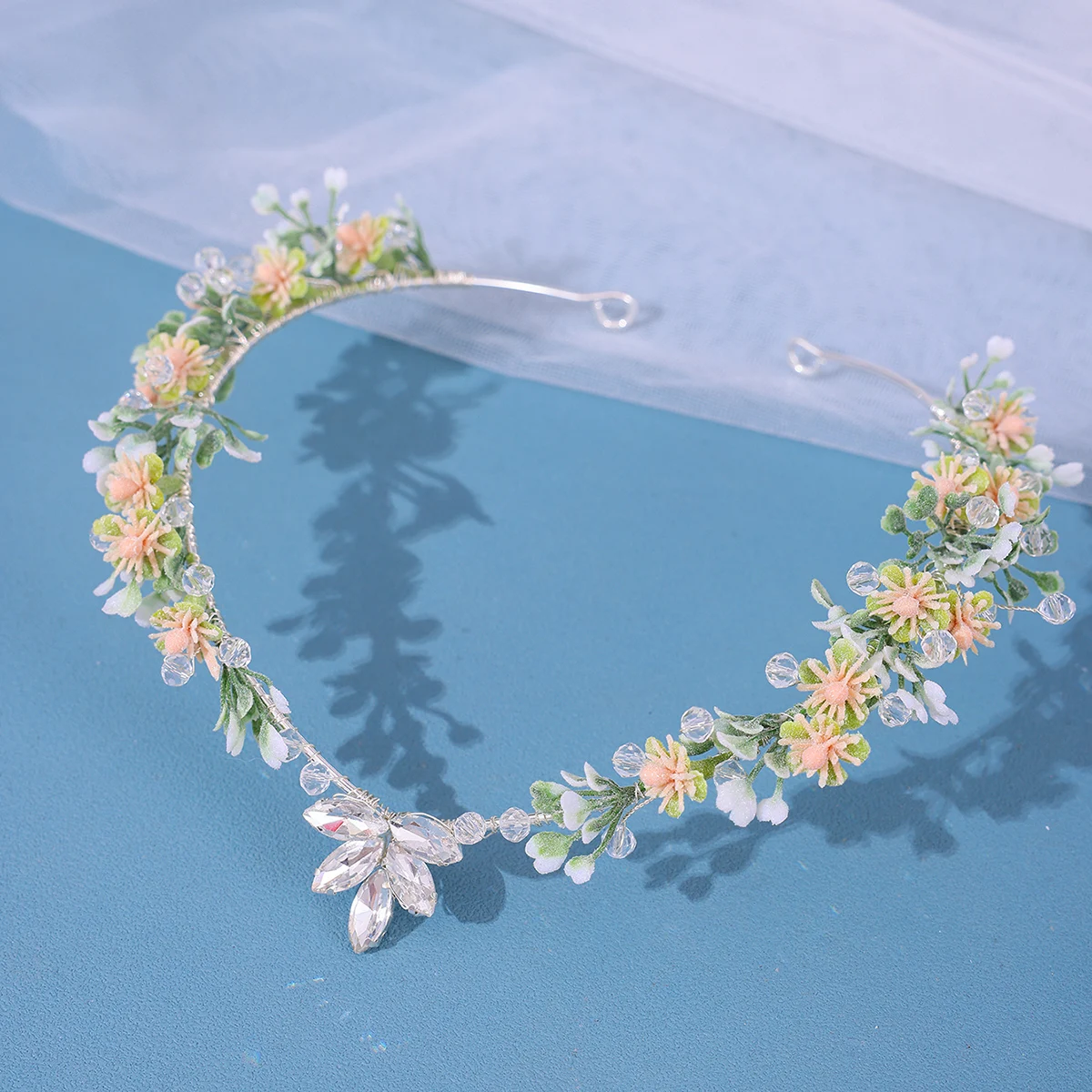 تاج زفاف كريستالي للنساء ، إكليل الملكة والأميرة ، جبهة الزهور ، إكسسوارات شعر الزفاف ، موضة العروس