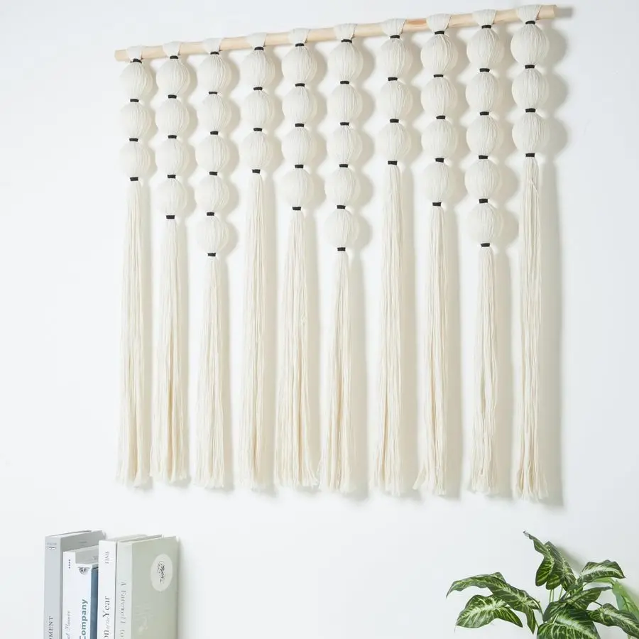 

Large Macrame Wall Hanging Macrame Ball Wall Hangings Tapestry Cotton Textile Boho Wall Decor Art Bohemian headboard Handwoven 3