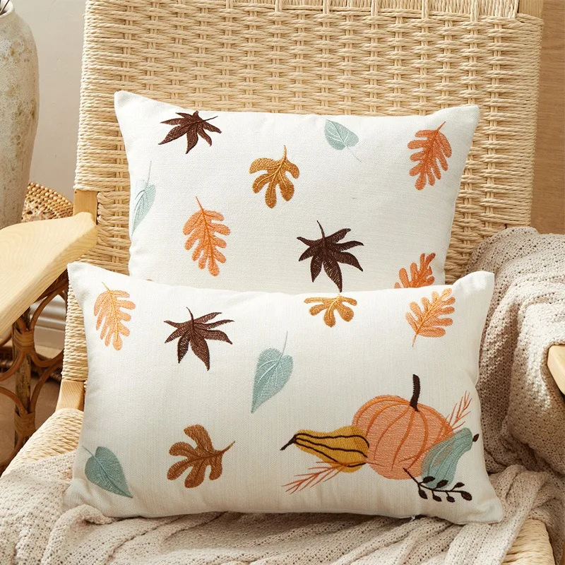 Rural Style Sofa Embroidered Pillow Cover Household Living Room Can Be Disassembled and Washed Without Pillow Cushion Cover