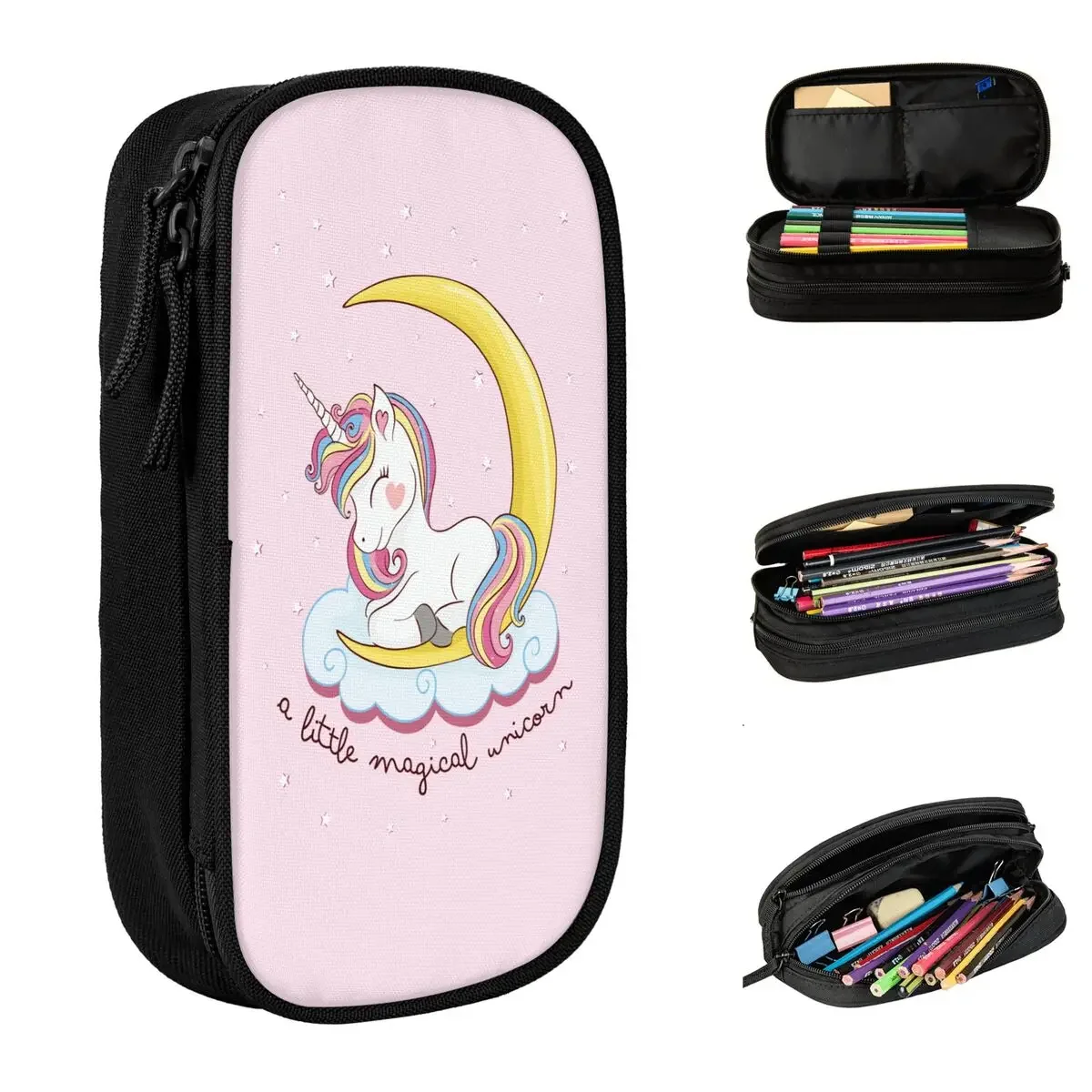 Rainbow Magical Unicorn Kids Plate Pencil Case Girls Room Decor Furniture Pen Box Bag Big Capacity School Supplies Pencilcases