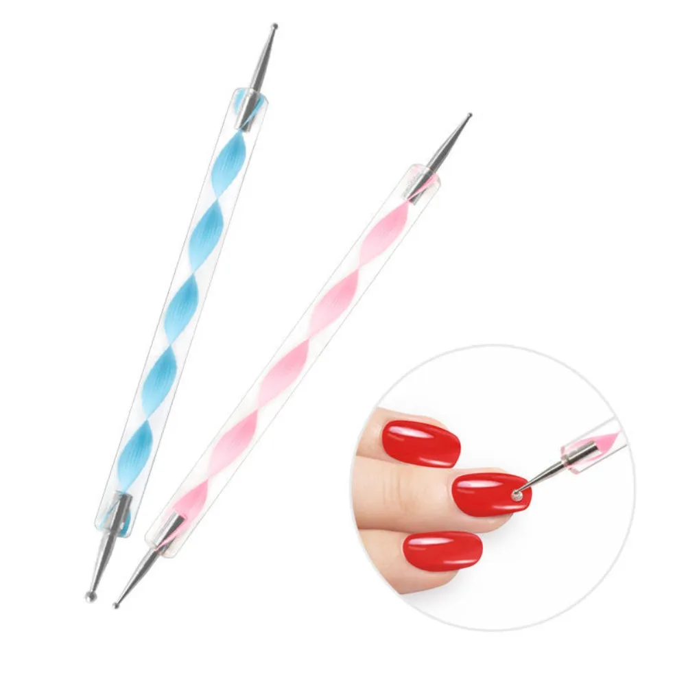 5Pcs 2 Way Nail Art Dotting Pen Crystal Dot Paint Manicure Painting Kit Marbleizing Polish Nail Art Tool Set Girls