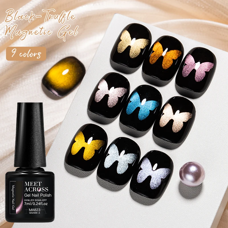 MEET ACROSS 7 ml Auroras Cat Magnetischer Gel-Nagellack, lila Glitzer, funkelnd, semi-permanent, Soak Off UV-Nagelkunst-Design-Lack