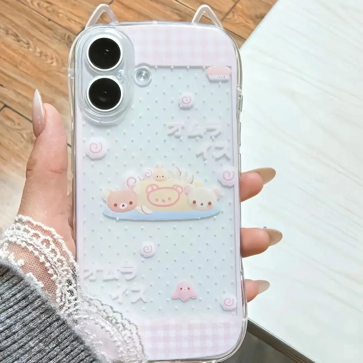 Cover per Telefono con Orso Giapponese Carino per iPhone 17 Pro Max Air X XR XS Max 7 8 Plus 16 15 14 13 12 11, Custodia Posteriore alla Moda Kawaii Y2K