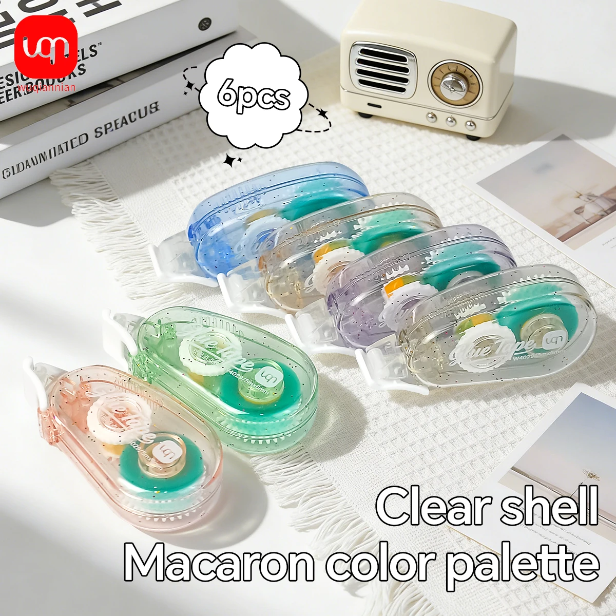 WQN-6 Pieces/Set Simple Mini Fashion Glue Dispenser Glue Roller Handcraft DIY Materials Office Supplies Double-sided Tape