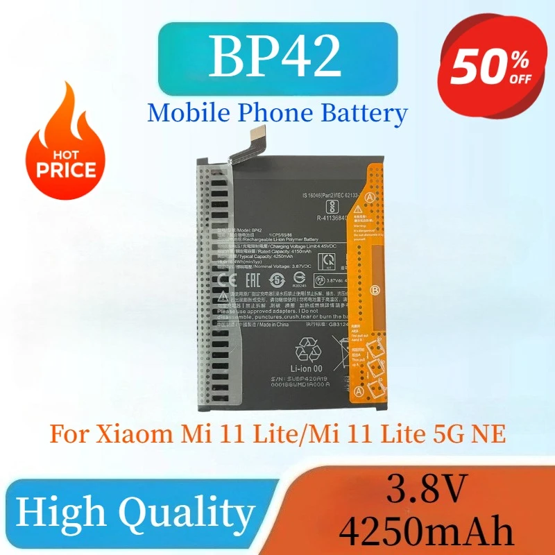 Nueva batería BP42 de alta calidad 3,8 V 4250mAh para Xiaom Mi 11 Lite/Mi 11 Lite 5G NE/2109119DG/2107119DC baterías de teléfonos móviles
