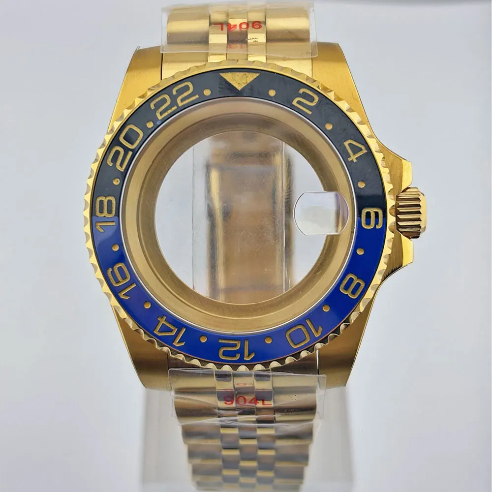 골드 316L 스테인레스 스틸 더블 턴 케이스 사파이어 GMT50BAR 방수 NH34 NH35 NH36 무브먼트 jubbile 스트랩에 적합