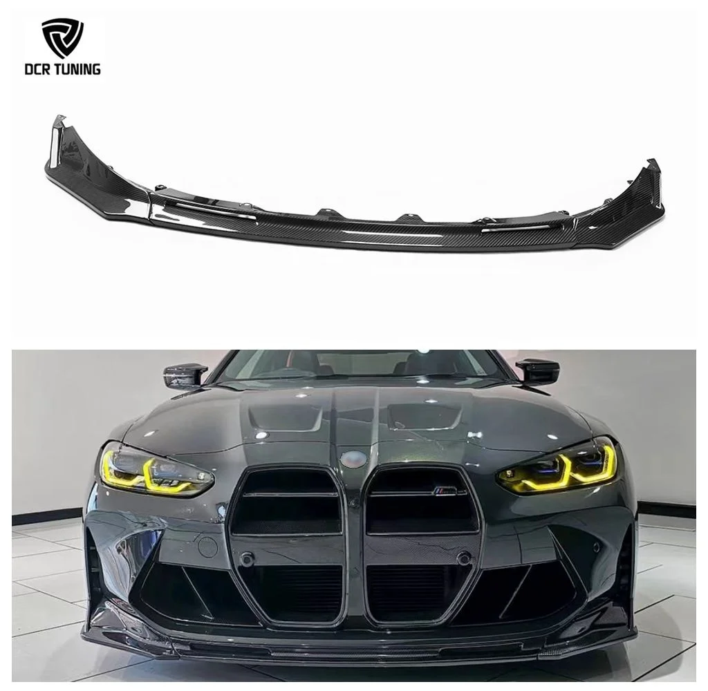 

V Style Body Kits 3 PCS Dry Carbon Fiber Front Bumper Lip for BMWs M3 G80 G82 G83 M4 Car Bumoer Side Splitter