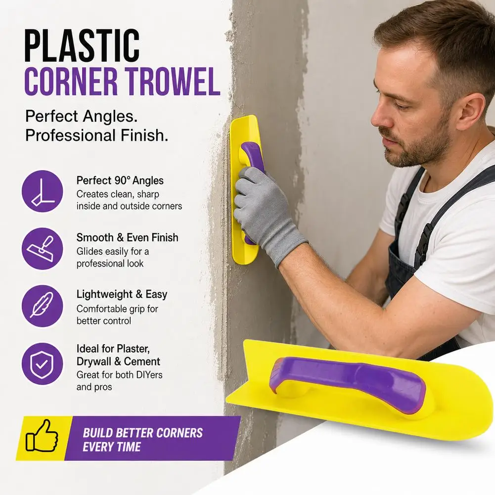 Plastic Trowel Corner Finishing Trowel Putty Knife Drywall Scraper for Floor Wall Ceramic Tile Grout Home Construction Tools