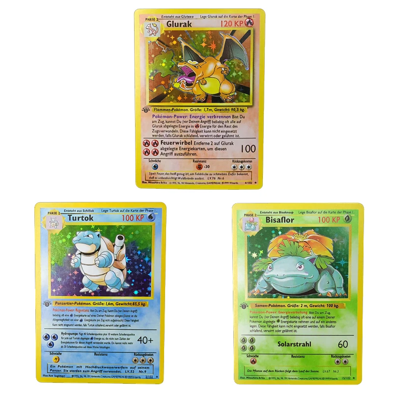 1996Years PTCG German Card Charizard Venusaur Blastoise Base Set Game Anime Collection Cards Children Gift Toys