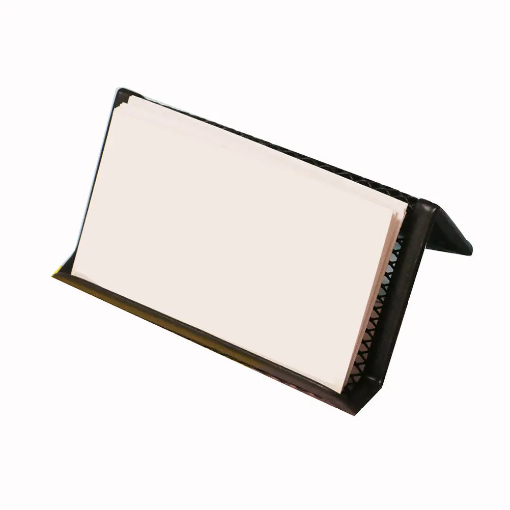 2Pcs Desktop Business Card Holder Metal Mesh Display Stand for Office Desk Organizer Stylish Industrial Look Clean Workspace