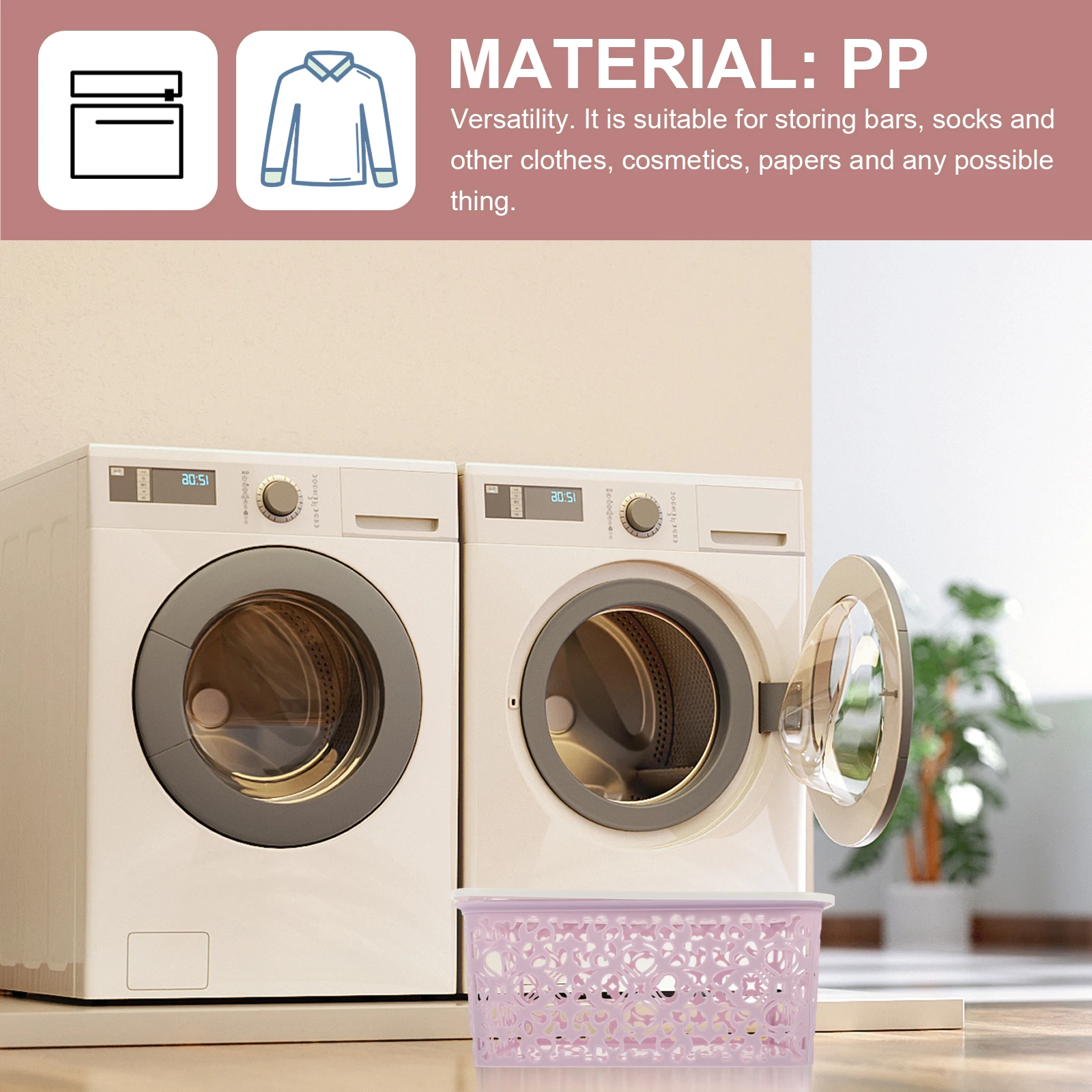 

Stackable Storage Basket Plastic Home ganization Bins Lidded Container Hollow Out Design Versatile Socks Clothes Cosmetics