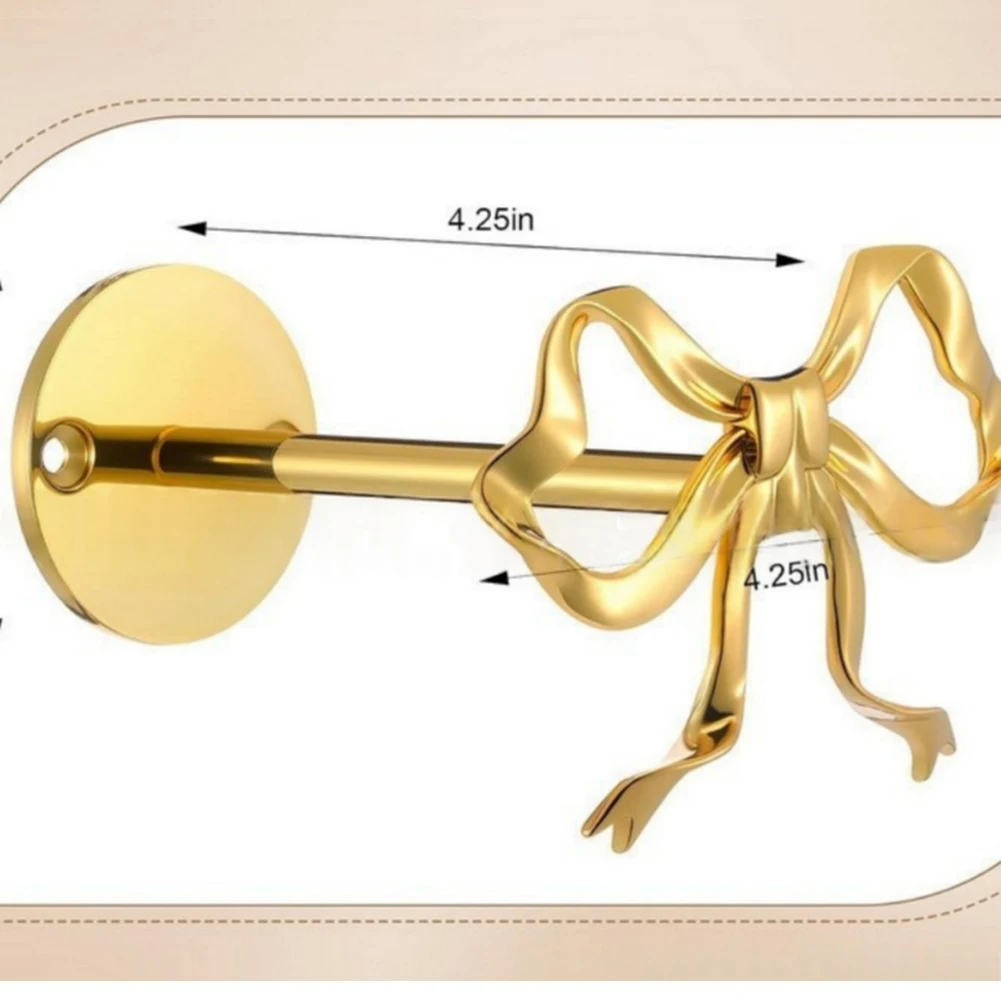 Gold Metal Bow Curtain Holdbacks Wall Mounted Tiebacks for Drapes Decorative Window Accessories for Home Use 4.25in 1/2