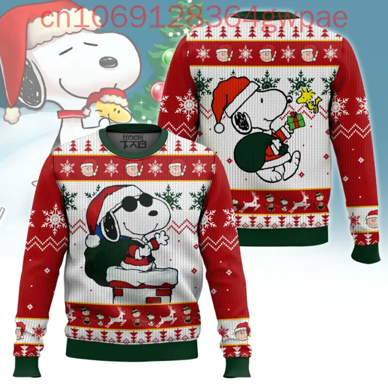 Cartoon Snoopy Christmas Ugly Sweaters The Charlie Brown 3d Print Christmas Sweaters Fashion Men\'s Womens Casual Sweater