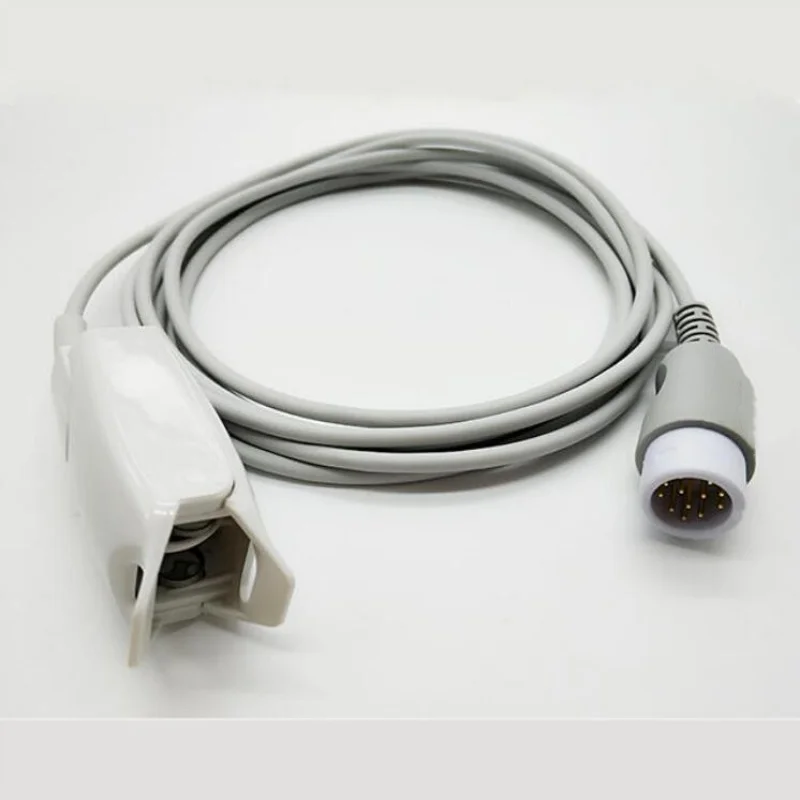 Compatible For comen round 12pin Spo2 Sensor Oximetry probe  cable wires TPU 3M
