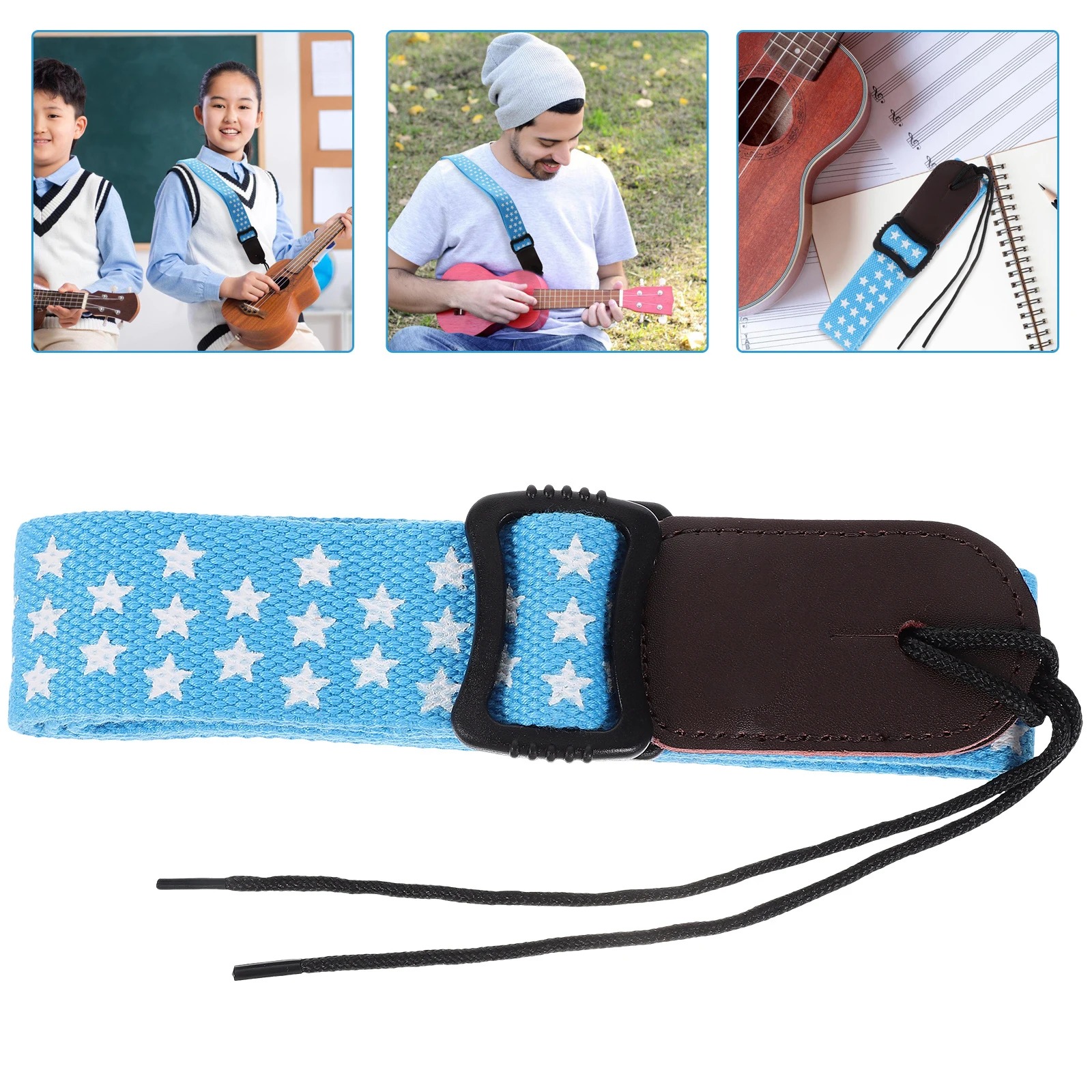 

Ukulele Strap Comfortable Bass Adjustable Sturdy Head Cotton Solid Pure