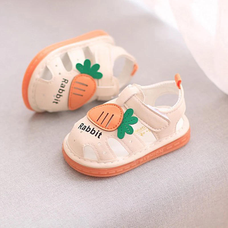 Cute Carrot Summer Cooling Sandals for Baby Boy Girls Non-slip Rubber Soft Soled Shoes for Newborns Toddlers Beach Water Shoes