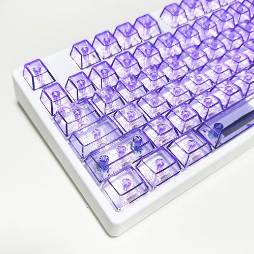 Imagen 2 del producto Teclas de cristal retroiluminadas RGB azules de 119 teclas, teclas transparentes para PC, impresión UV, perfil de cereza para interruptores MX, teclado para juegos