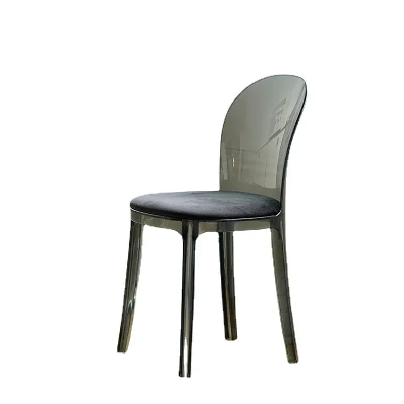 Nordic transparent dining chair Home Internet celebrity ins makeup chair Modern simple crystal stool Back acrylic chair