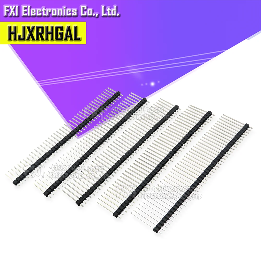 10PCS 40 Pin 1x40 2x40 Single Double Row Male Breakable Pin Header Connector Strip For Arduino Black 2.54MM Length 15MM~25MM