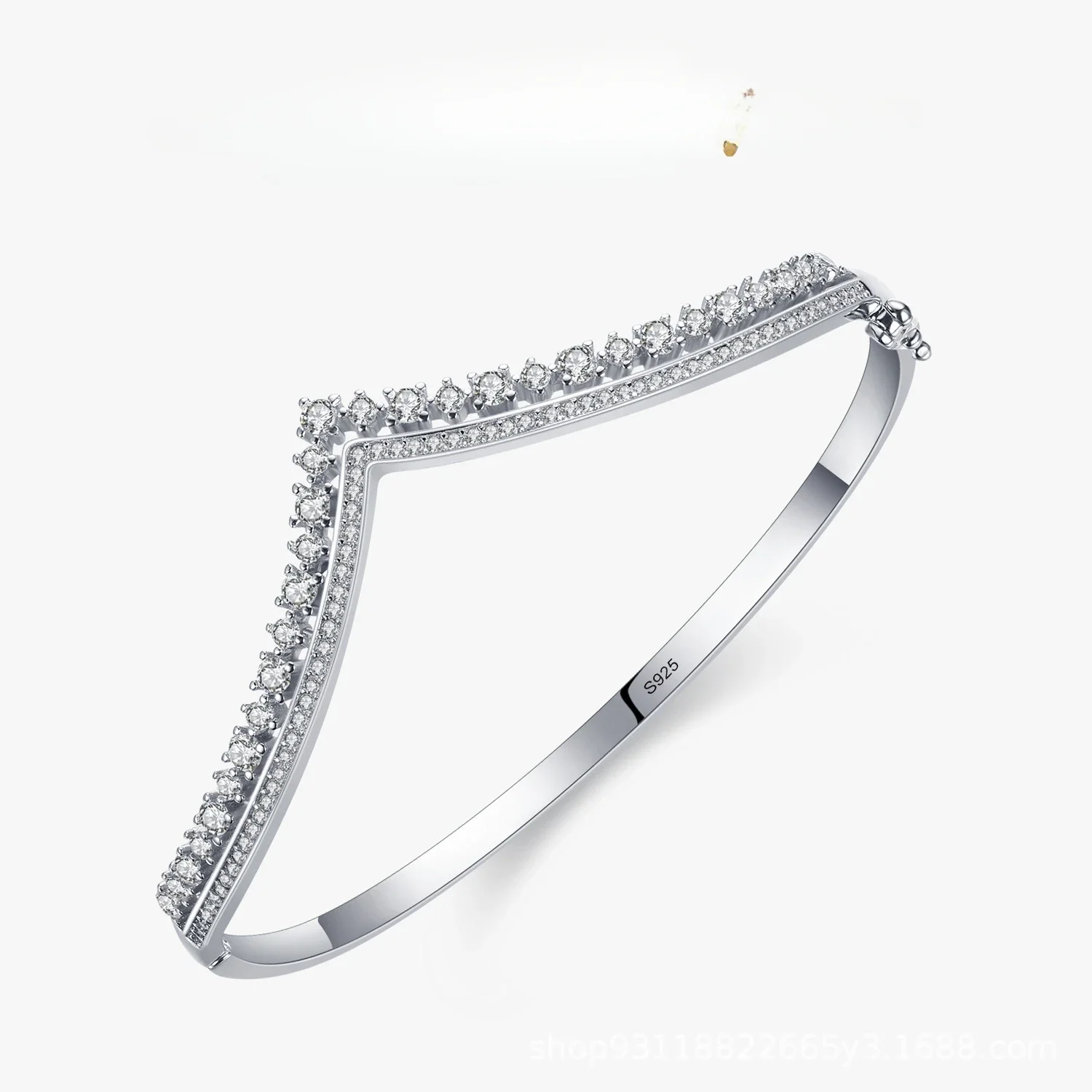 S925 Silver Bracelet for Women, Cross-border Fashion in Europe and America, V-shaped Bracelet, Luxurious and High-end Feeling