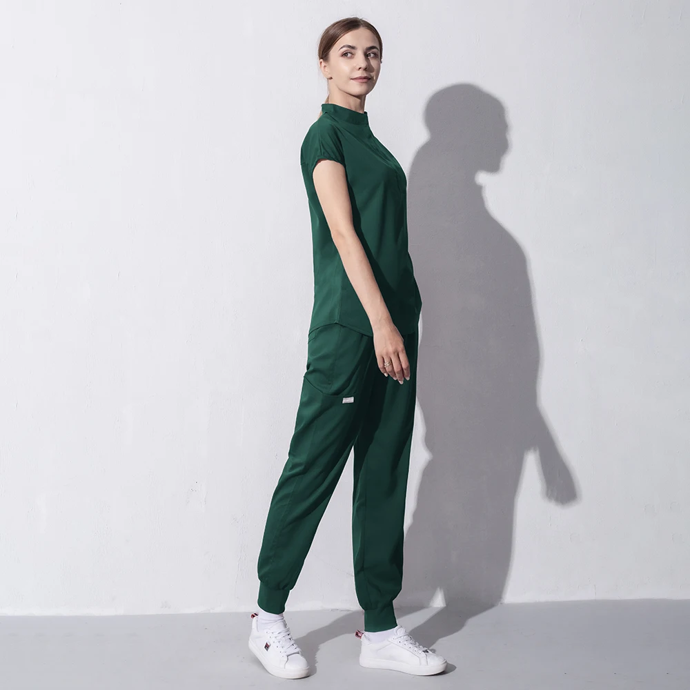 Uniforme de Hospital verde de alta gama, tela elástica, para sala de operaciones de clínica veterinaria, bata quirúrgica, uniforme médico, traje para correr