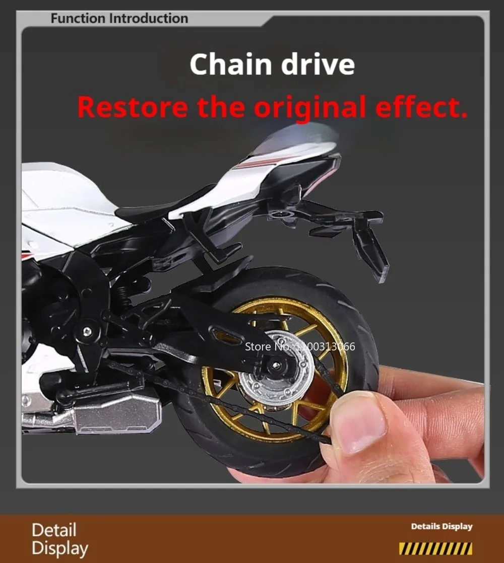 1:12 Legierung R1 R3 Motorradmodelle Spielzeug Legierungsautos Lenkbare Räder Miniatur-Motorrad mit Licht und Sound Fahrzeuge Tischdekoration – Detail 6