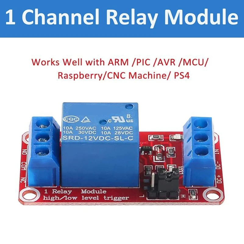 10 ชิ้นโมดูลรีเลย์ DC 12 โวลต์รีเลย์บอร์ด 1 ช่องพร้อมการแยก OPTOCOUPLER รองรับระดับสูงหรือต่ํา